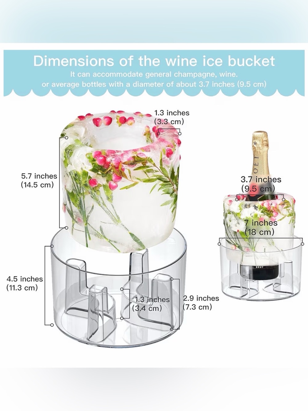 DAMON LIGHT Ice Mold, DIY Add Floral or Fruits Decor for Party Special Event - Picture 4 of 14